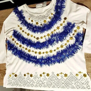 1 of a kind Custom Handmade Ugly Christmas Hanukkah Sweater Top Shirt Womens L